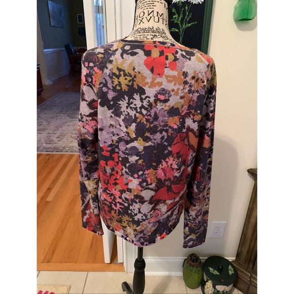 Maeve Anthropologie Kimmie Sweater Gray Floral Long Sleeve Pullover - Picture 3 of 8